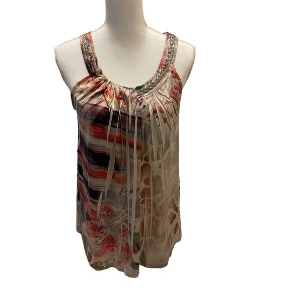 Style & Co Tan Embellished  Chain link neck Blue Small Women's RN 119794 - Picture 1 of 5